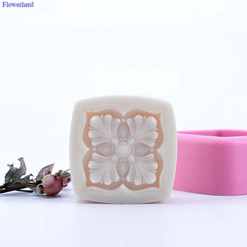 

DIY Handmade Soap Mold Square Simple Flowers Silicone Mold Easy Release Stereo Silicone Mold Fondant Cake Mold Chocolate Mold