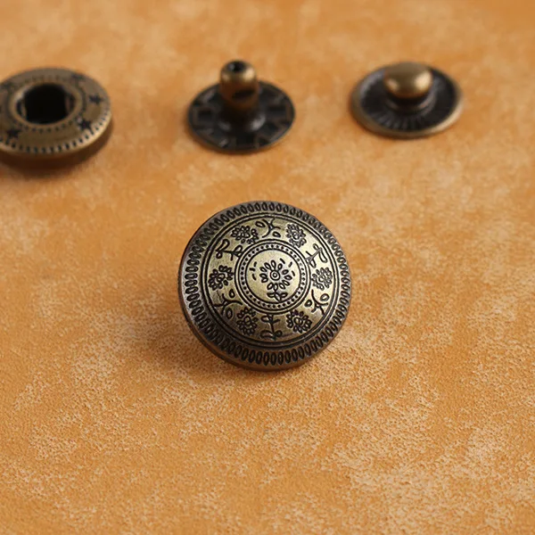 12 Design 15mm Vintage Elegant Carved Bronze Color Snaps Metal Decorative  Button For Clothes Leather Craft Sewing Accessories - Buttons - AliExpress