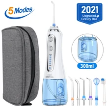 H2ofloss irrigator oral usb recarregável portátil dental água floss 5 modos 300ml irrigador dental dentes cleaner + 5 jet tip & saco