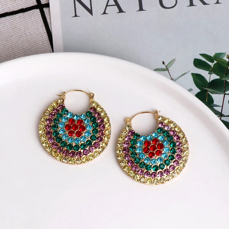 

JUJIA Bohemian Vintage Multicolored Round Earrings Statement Jewelry Fashion Woman Earring Jewelry Accessories Gift