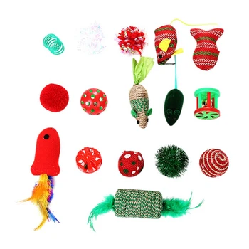 

16 Pcs Pet Christmas Playing Assorted Toy Cat Scratch-resistant Interactive Toy For Cats Katten Speelgoed Juguetes Para Gatos