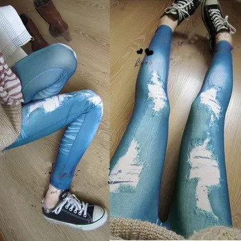 

Vintage Women Slim Jeans Leggings Fashion Distressed Jegging Stretchy Skinny Jeans Leggings HOT SALE