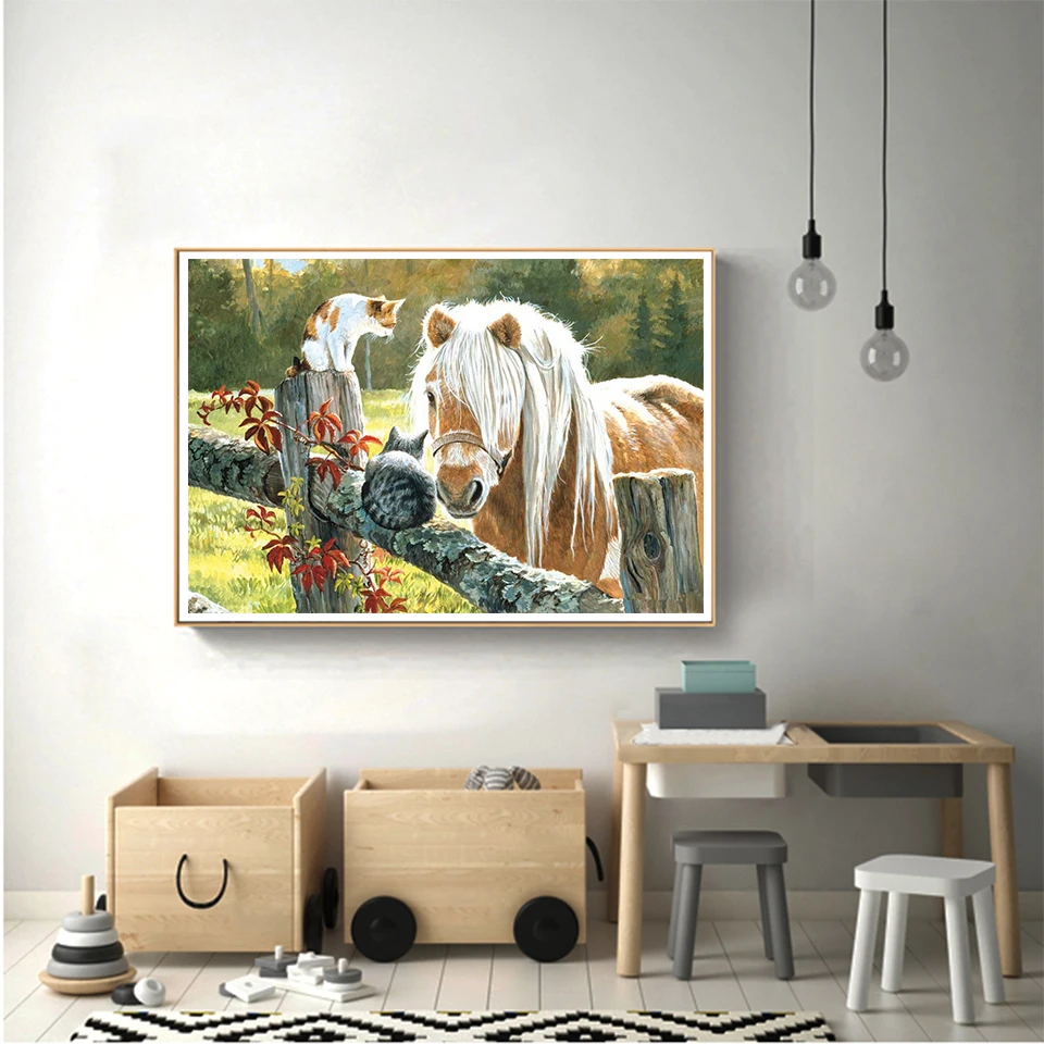 diy diamond painting 5D DIY Diamond Painting Horse Rhinestone Picture All Square/Round Animal Diamond Embroidery Mosaic Beaded Home Decoration Gift diy fashion diamond painting