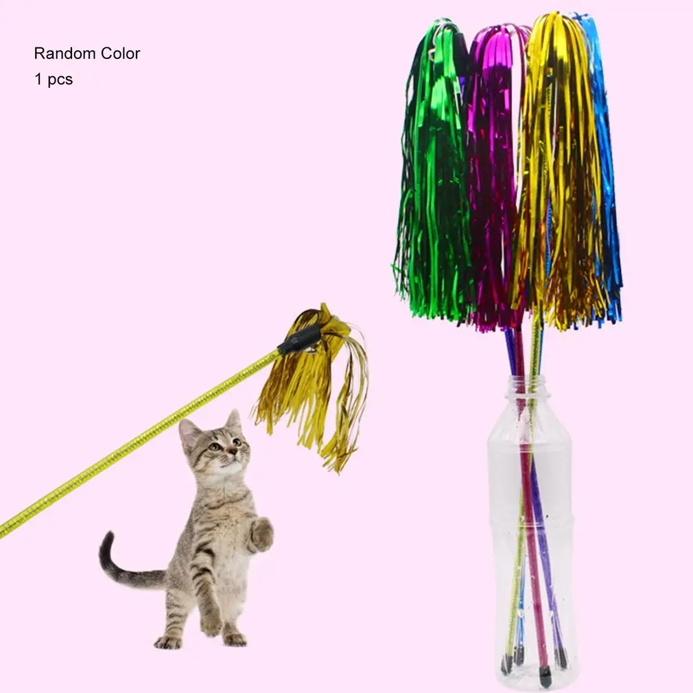 Cute Pet Cats Toy Funny Cat Stick Colorful Cat Wand Stick Rods Pet Interactive Toys for Jumping Train Aid Fun