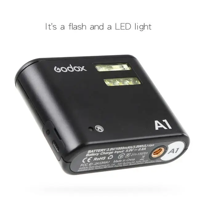 Godox A1 система вспышки смартфона 2,4G беспроводной триггер вспышки Постоянный СВЕТОДИОДНЫЙ свет с батареей вспышки фото+ A1 Горячий башмак адаптер - Цвет: Белый