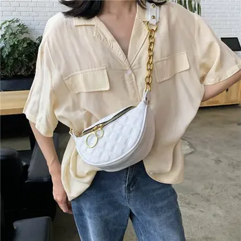 

Pure color small pu leather belt bag ladies 2020 summer fashion belt bag female mobile wallet ladies chest bag