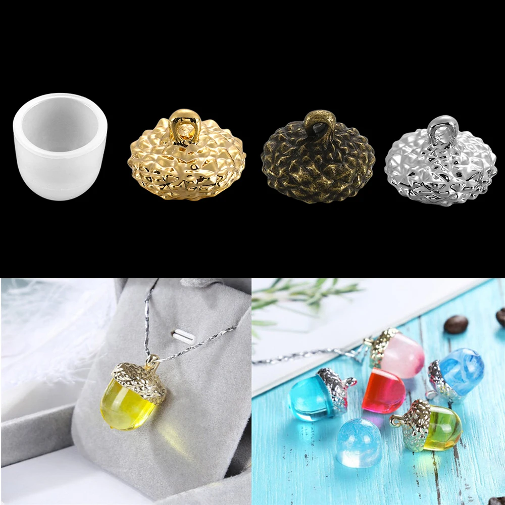 1 Set Acorn Type Resin Silicone Molds Necklace Pendants Cap Holder UV Epoxy Mold for DIY Crafts Jewelry Making Accessories | Украшения и