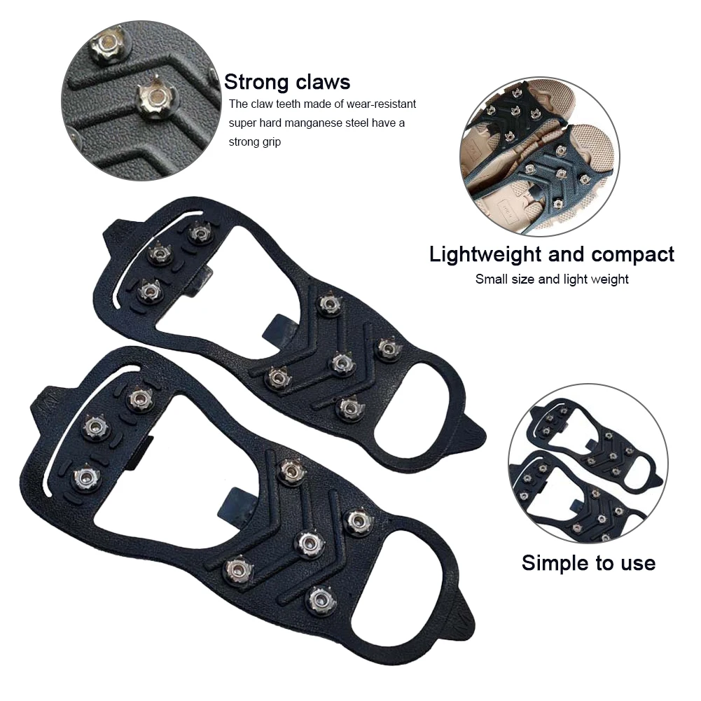 1 Pair 8-Tooth Anti-Skid Ice Gripper Spike Winter Climbing Anti-Slip Snow Spikes Grips Cleats Over Shoes Covers Crampon Dropship 2