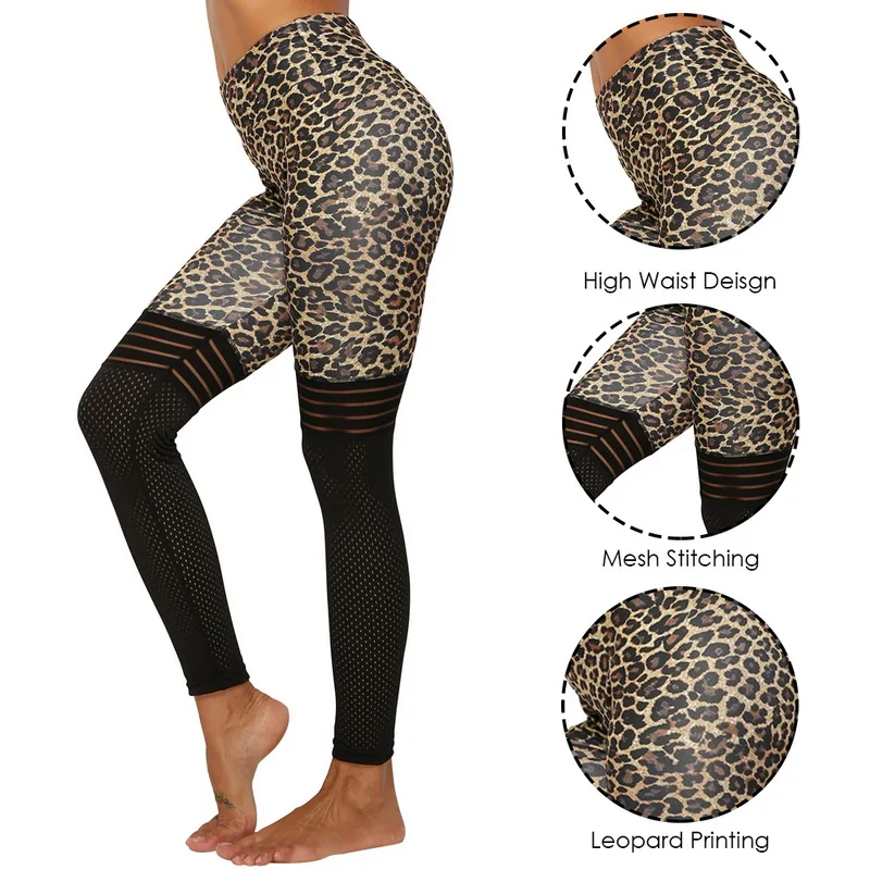 Женские сексуальные лосины с леопардовым принтом, высокая талия, женские штаны для занятий спортом и тренировок, пэчворк, пуш-ап, леггинсы для фитнеса, для спортзала, штаны для бега