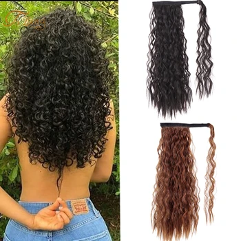 

TALANG 24-inch long curly ponytail clip, synthetic hair accessory, wrapped in warm fiber