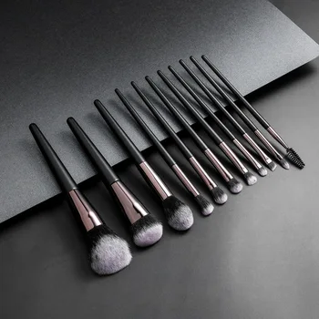 

11pcs Classic Black Makeup Brushes Power Foundation Eyebrow Lip Blusher EyeShadow Professional Cosmetic Make Up Brush Set Tools