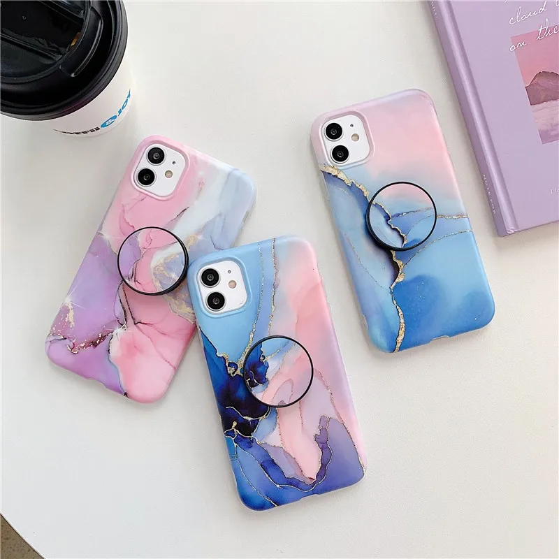 

marble Diamond Bracket female Phone Cover Case For Iphone X 11 pro Xs Max Xr 10 8 7 6 6s Plus se 4.7 Luxury Soft Coque Fundas