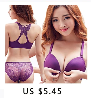 [Bra + underwear] Front Buckle Design Stitching Contrast color No Steel Ring Striped Female Bra Set No Trace Panties cheap underwear sets