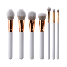 7PCS Makeup Brush Suit Multipurpose Make up Toiletry Tool Set Make Up Brushes Suits With Cosmetic Bag (White Handle Gold Tube) 7pcs makeup brushes set with striped bag