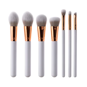 

7PCS Makeup Brush Suit Multipurpose Make up Toiletry Tool Set Make Up Brushes Suits With Cosmetic Bag (White Handle Gold Tube)