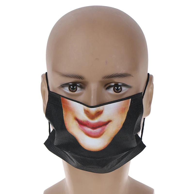 5 шт. забавная Милая 3D маска для лица с выражением рта Нетканая Пылезащитная маска для рта аниме женская маска для лица