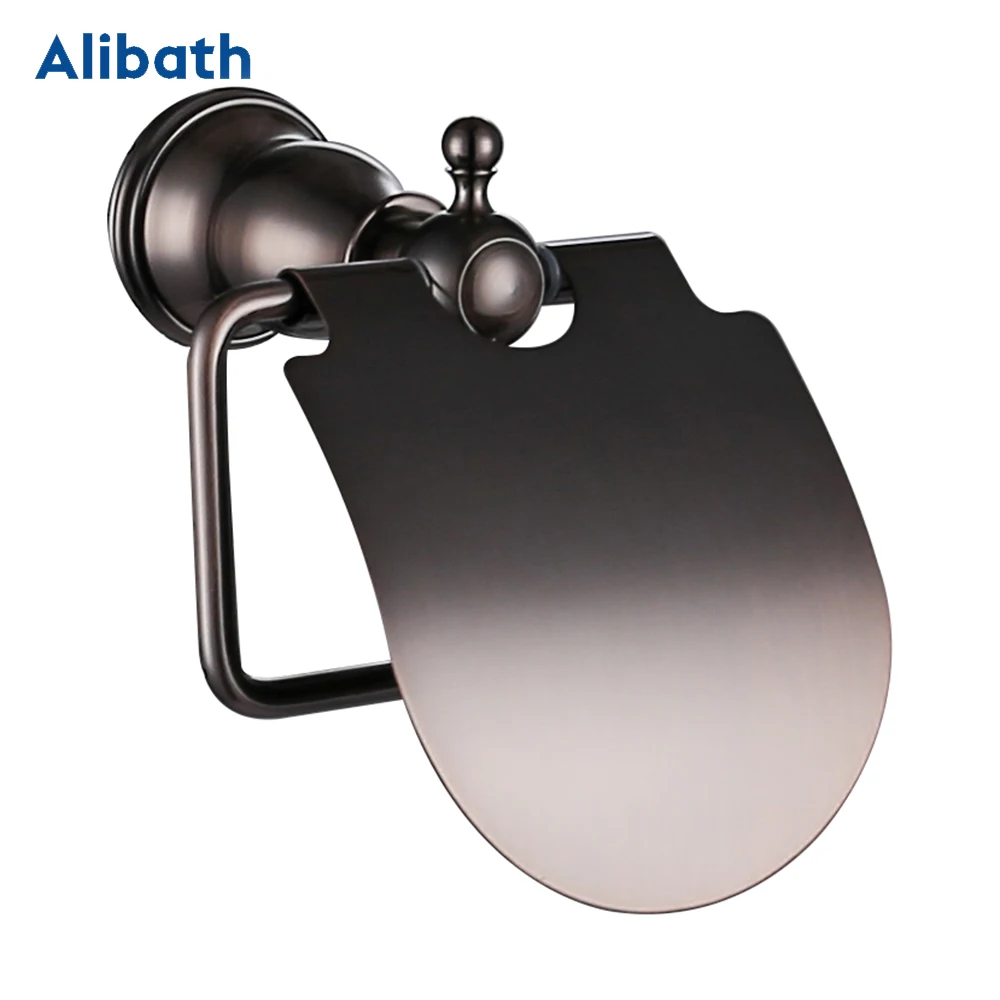 

Concise Brown Wall Mount Toilet Paper Holder Bathroom Solid Brass Roll Paper Holders With Cover Bathroom hardware.