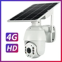4g cartão sim câmera ip ao ar livre ptz cctv câmera wi-fi 8w painel solar bateria recarregável sem fio de metal câmera segurança pir alarme