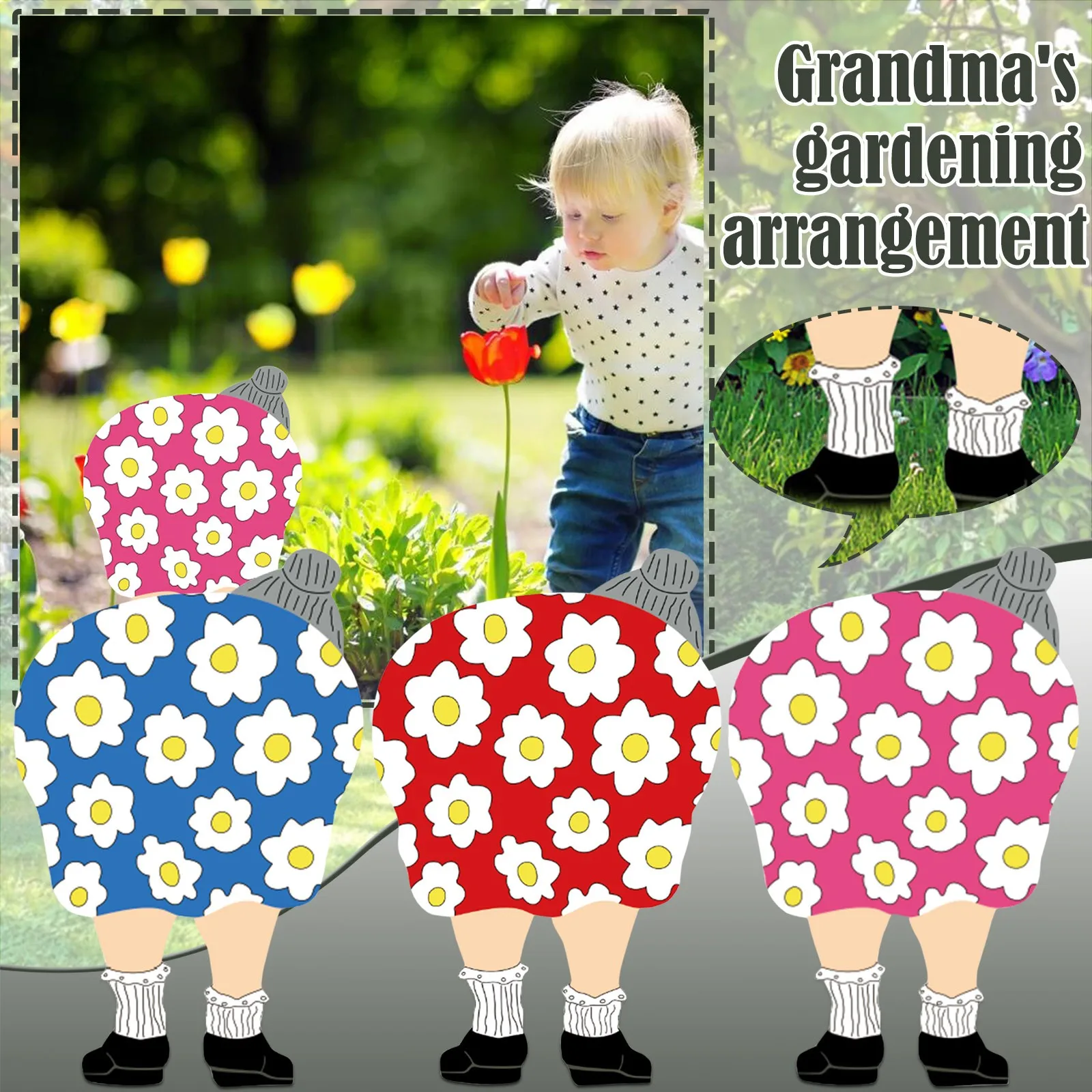 Old Lady Bent Over Yard Art Fun Grandma Bends Down Gardening Decoration Festive Atmosphere Decorations Room Decor Gift | Дом и сад