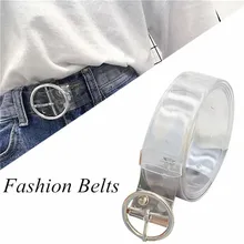 2Styles 5Colors Cute Round Square Heart Shape Metal Pin Buckle Clear Belt Girl Dress Decorative Transparent Waistband 105-110CM