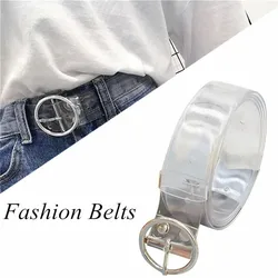2Styles 5Colors Cute Round Square Heart Shape Metal Pin Buckle Clear Belt Girl Dress Decorative Transparent Waistband 105-110CM