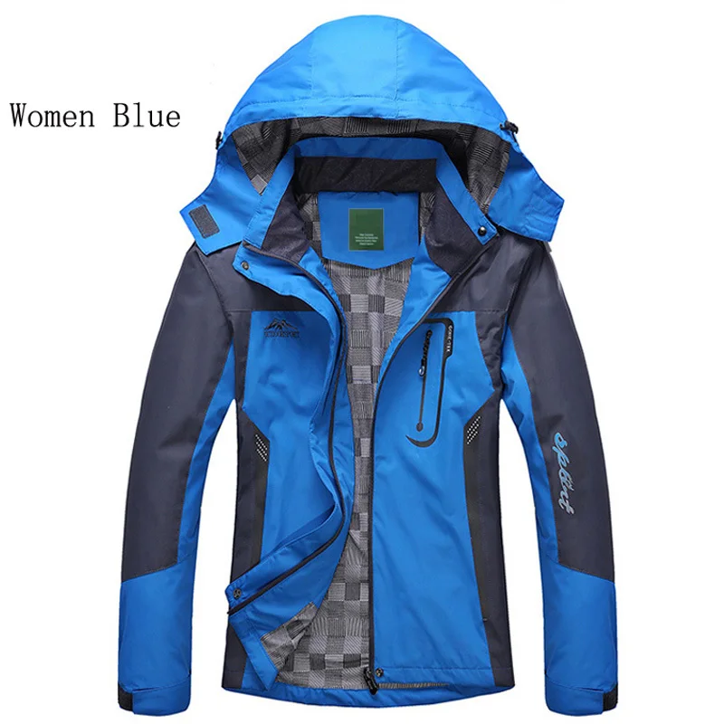 Women Blue Spring Autumn Winter Women Jacket Single Thick Outwear Jackets Hooded Wind Waterproof Female Coat Parkas Clothing - Цвет: Women Blue