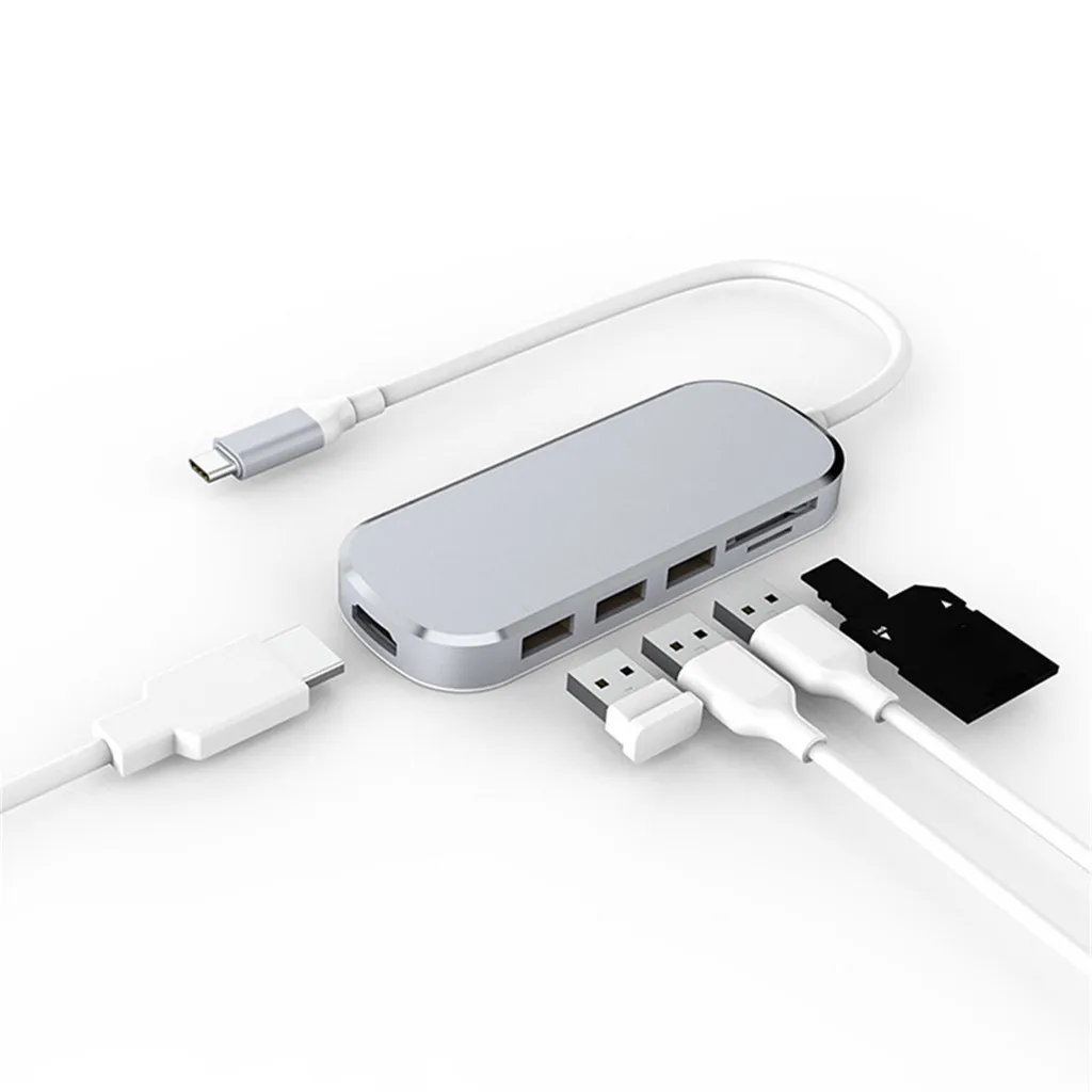 USB C концентратор 7 в 1 адаптер с Мощность доставки 4K HDMI с 3 портами(стандарт 3,0 TF карты памяти SD для ноутбуков Новое поступление Мода