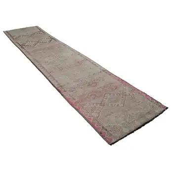 

90x397 Cm Beige Handmade Boho Runner Rugs-3x13 Ft