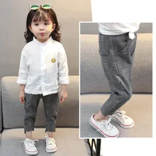 Повседневные клетчатые штаны в Корейском стиле для мужчин и женщин костюм для девочек штаны универсальные модные брюки