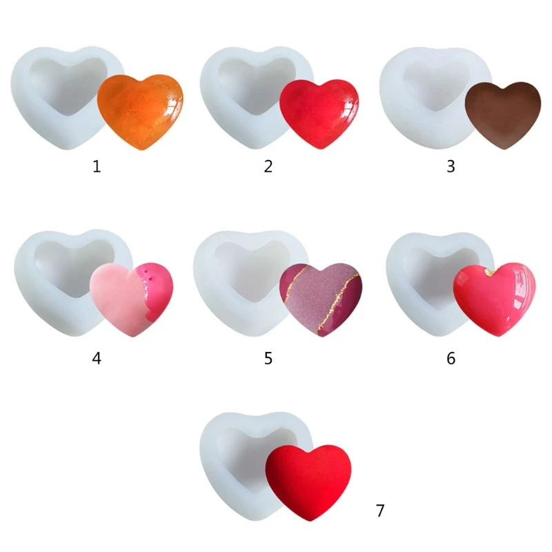 517F DIY Crafts Resin Crystal Epoxy Mold 3D Love Heart Cake Chocolate Silicone Mould