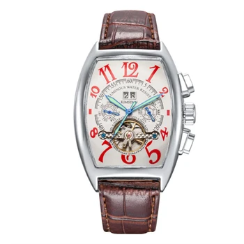 

KIMSDUN Brand Men Watch Tourbillon Automatic Mechanical Watch Waterproof Luminous Business Men Watch Black Leather Reloj Hombre