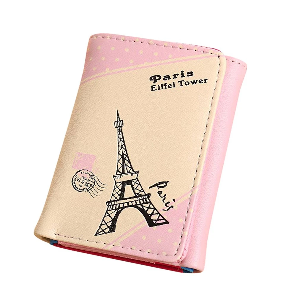 

Paris Eiffel Tower Stamps Card Card Holders Handbag Wallet Women Long wallet PU Leather Passport Cover Female 815