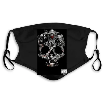 

Walking Dead Skull Montage Negan Daryl Dixon Zombie Official Black Mens Men Printing Mouth Mask Women's kid PM2.5