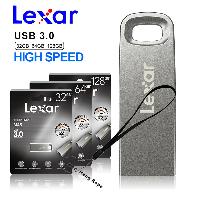 Lexar JumpDrive M45 Pendrive 64GB USB Flash Drive 32GB 128GB Up to 100MB/s USB3.0 Pen Drive USB Memory Stick U disk for Laptop