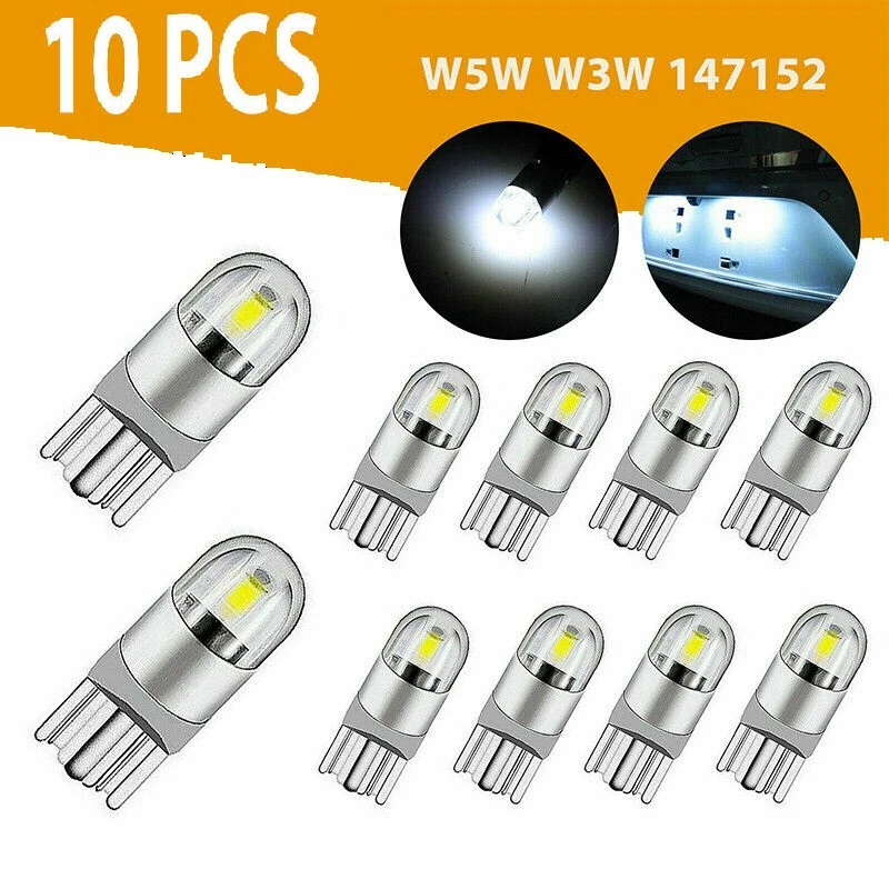 10pcs Blanc T10 501 W5W 194 168 2825 Ampoule LED 2-3030-SMD Pour éclairage  IntéRieur