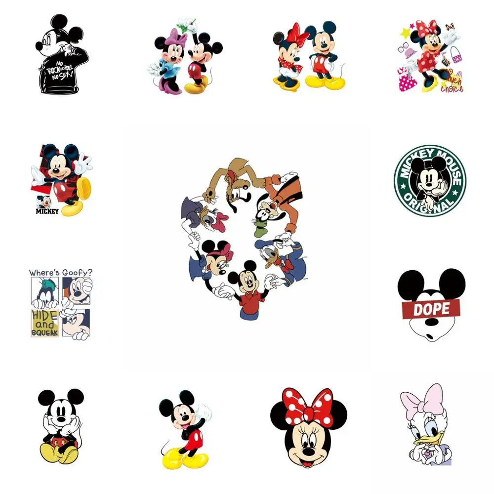 

1pcs Mickey Friends Character Minnie Icon Dock Figure Sticker Iron On Clothing Thermal Transfer Heat Sensitive T-shirt Patch DIY