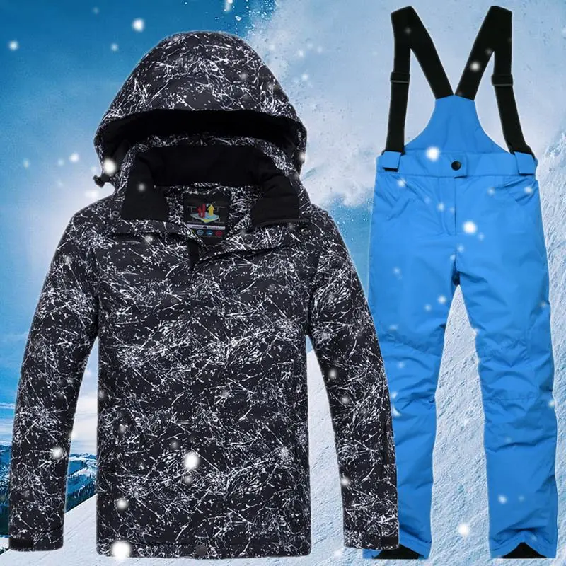 Зимний лыжный костюм для детей водонепроницаемая ветрозащитная плотная Теплая