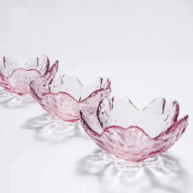 1PC Small Glass Bowl with Beautiful Cherry Blossom Pattern Can Be Used for Salad, Fruit, Vinegar, Seasoning, Japanese Tableware 1