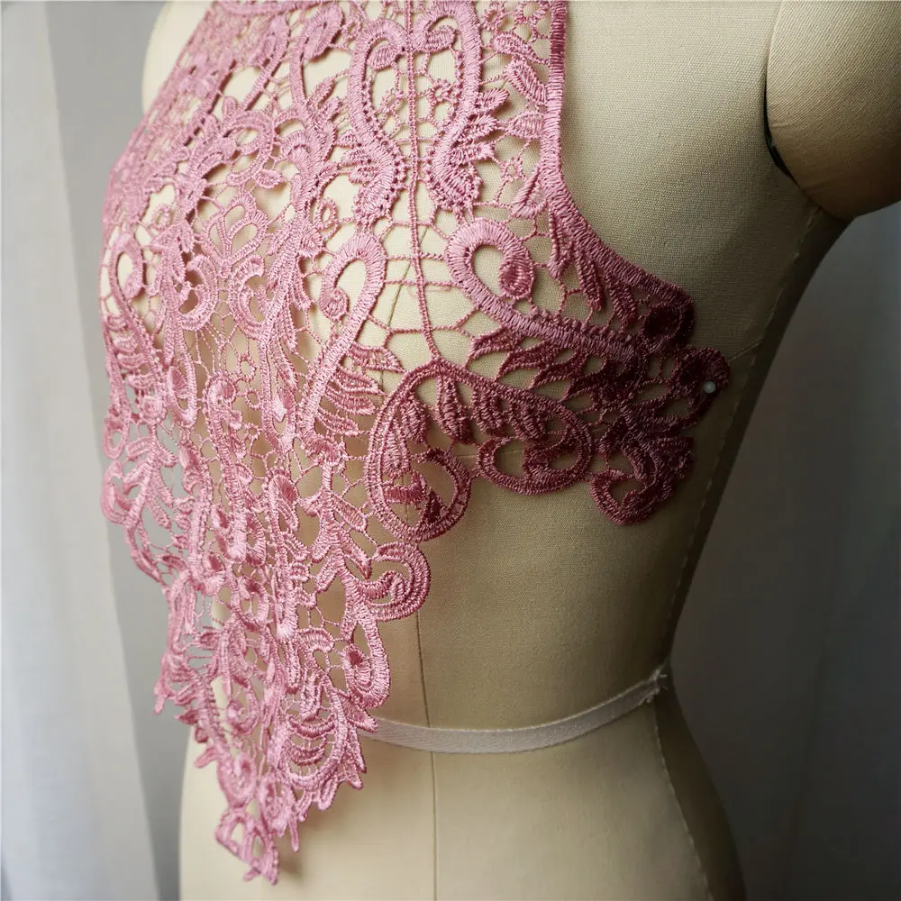 Розовый цветочный тканевый воротник вышитые свадебное платье аппликация богемный стиль пришить патч для платья DIY украшения