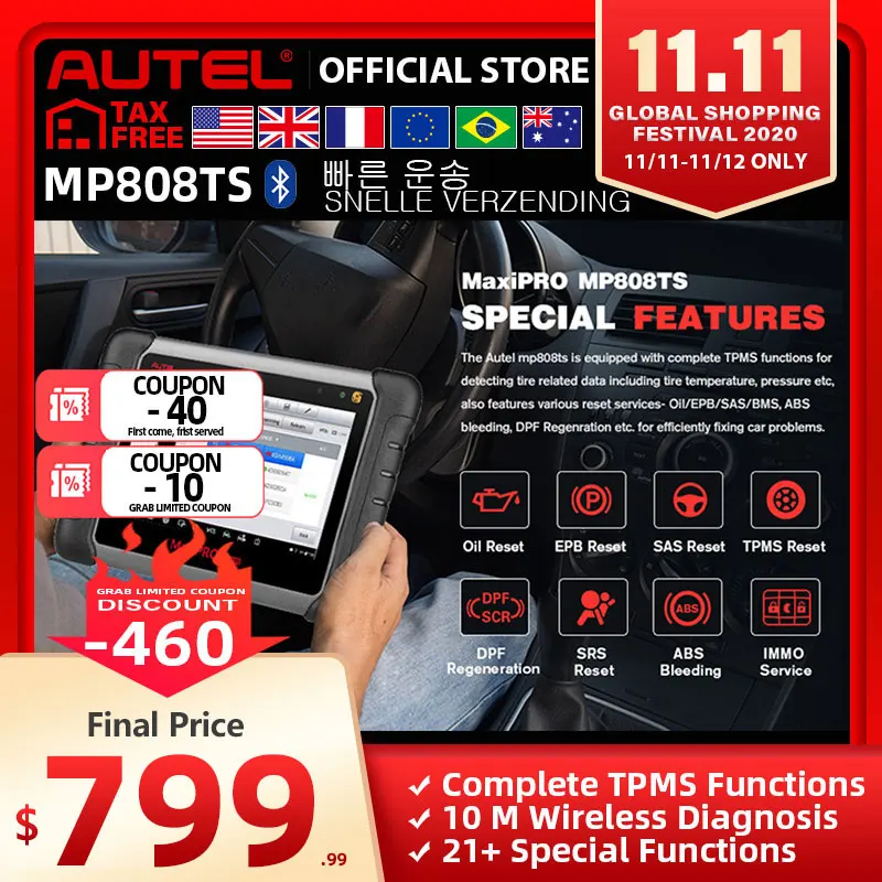 £735.27 Autel Mp808ts Diagnostic Tool Prime Of Ds808 Better Than Ap200
