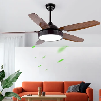 

Nordic Ceiling Fan Light 5 Blad Black LED Fan Lamp Remote Control 52 Inch for Living room Ventilador De Teto AC220V