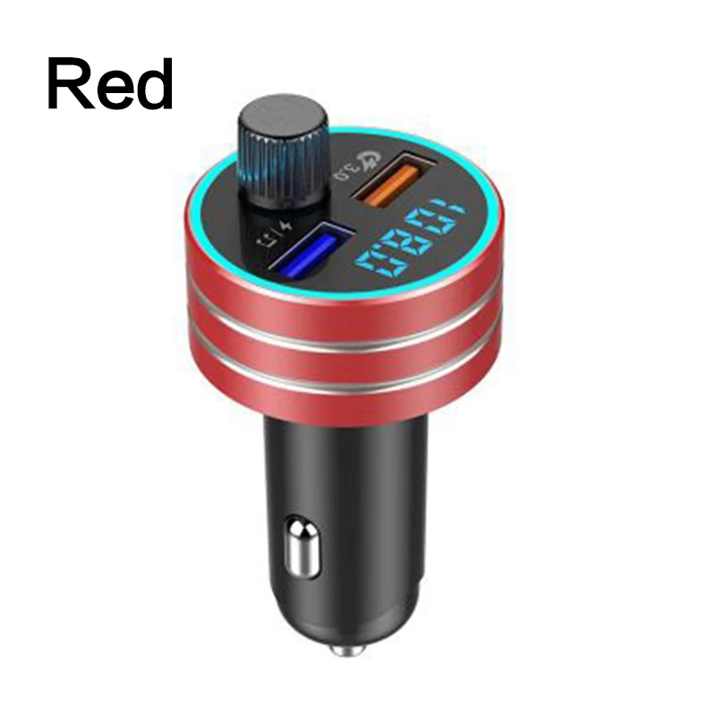 Многофункциональная Быстрая зарядка 3,0 автомобильный Bluetooth fm-передатчик с двумя портами usb Автомобильное зарядное устройство приемник Модулятор MP3-плеер Handfree - Название цвета: Красный