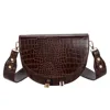 Elegant Crocodile Pattern Crossbody Bag For Women Half Round Solid Pu Leather Luxury Handbag Women Bag Designer Shoulder Bag #38 ► Photo 3/6