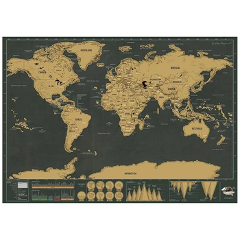

Deluxe Erase Black World Map Scratch off World Map Personalized Travel Scratch for Map Room Home Decoration Wall Stickers