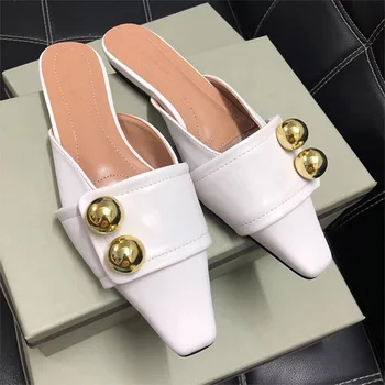 

Shallow Shoes Woman 2019 Square Toe Summer Slippers Women Flats Slip On Chaussures Femme Belt Design Ladies Slides Luxury Mules