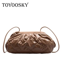 TOYOOSKY/женская сумка из лакированной кожи, мягкая Сумочка, модная вечерняя сумка на плечо, женская большая сумка с рюшами