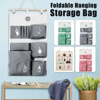 

6 Mouth Wall Mounted Storage Bag Miscellaneous Jewelry Cosmetic Hanging Bag Toys Bathroom Organizing Container Space saving Home