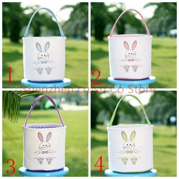 

5pcs/lot bunny easter bucket hot selling new arrival 2019 Easter decoration canvas good quality monogram easter basket
