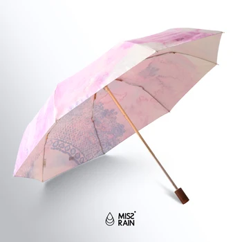

MissRain Wooden Handle Ladies Parasol Luxury Vintage Folding Portable Windproof Women Uv Protection Quality Umbrella Gift Ideas