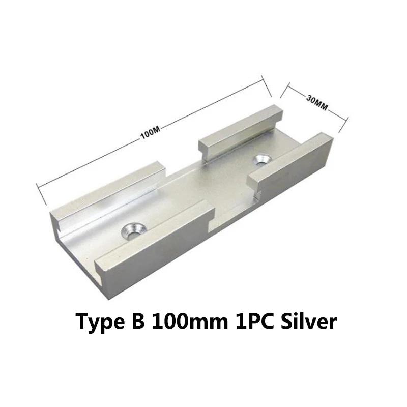 Деревообрабатывающий желоб с Т-образным слотом, поперечный соединитель, НАПРАВЛЯЮЩАЯ, электрическая циркулярная пила, откидной стол, пила, стол, дорожка, запчасти, инструменты - Цвет: 100mm Silver